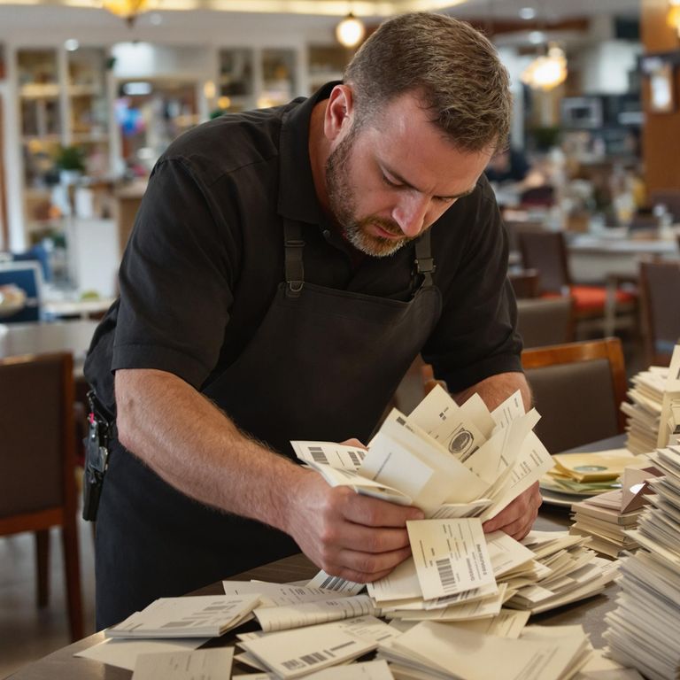 Chef y gerente observando una pantalla digital que muestra KPIs del restaurante claramente visibles, resaltando indicadores como costes, ven